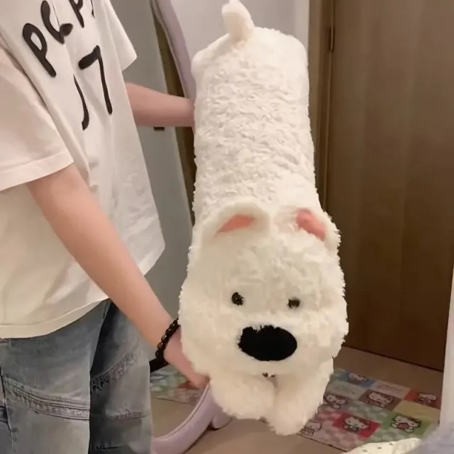 XXL plišasta igrača – beli kužek 90 cm 